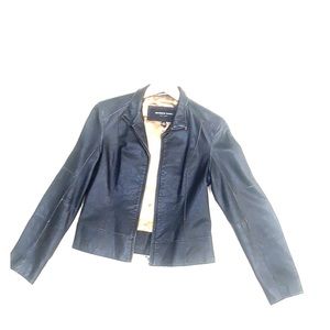 Andrew Marc Black Leather Bomber